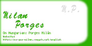 milan porges business card